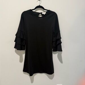 Simply Southern Classic Black Ruffle Sleeve Mini Dress